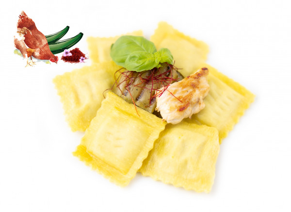 Agnolotti mit Safranhühnchen & gegrillter Zucchini, 1 x 500g frische Pasta